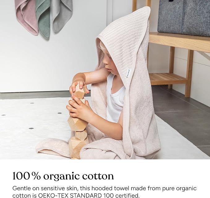 Ehrenkind® Hooded Towel, Baby Towel with Hood Made of Cuddly Soft Organic Cotton, Bath Towel in 100 x 100 cm, Light Grey, Children's Bath Towel, As Baby First Equipment Newborn or Baby Gift