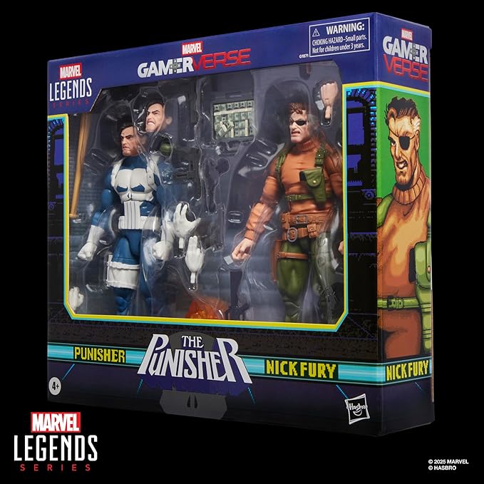 Marvel Legends Series Gamerverse Punisher & Nick Fury, Retro Video Game-Inspired Collectible 6-Inch Action Figures