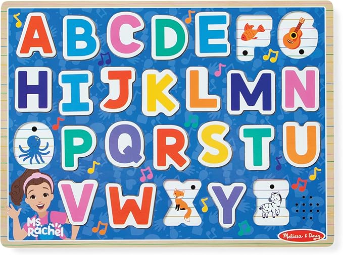 Melissa & Doug® Ms. Rachel™ Wooden Phonics Alphabet Sound Puzzle with Light-Activated Sound Effects, 26-Piece Toddler Toys for Boys and Girls Ages 2+ Years - FSC Certified