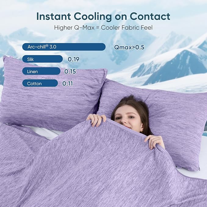 Elegear Arc-Chill 3.0 Cooling Blanket for Hot Sleepers, Twin Size, Purple | Q-Max>0.5 Cooling Fabric, Absorbs Heat to Keep Body Cool, Breathable Summer Blankets for Night Sweats & Menopause, 59"x79"
