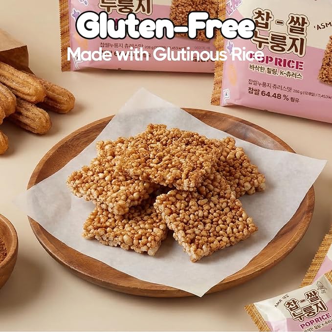 COELO Korean Churros Pop Rice Cracker (츄로스 찹쌀누룽지) - Cinnamon Sugar Glutinous Rice Snack, Crunch & Sweet Dessert Treat ASMR Texture | Individually Packed Office Sharable Party Camping (300g/10.58oz)