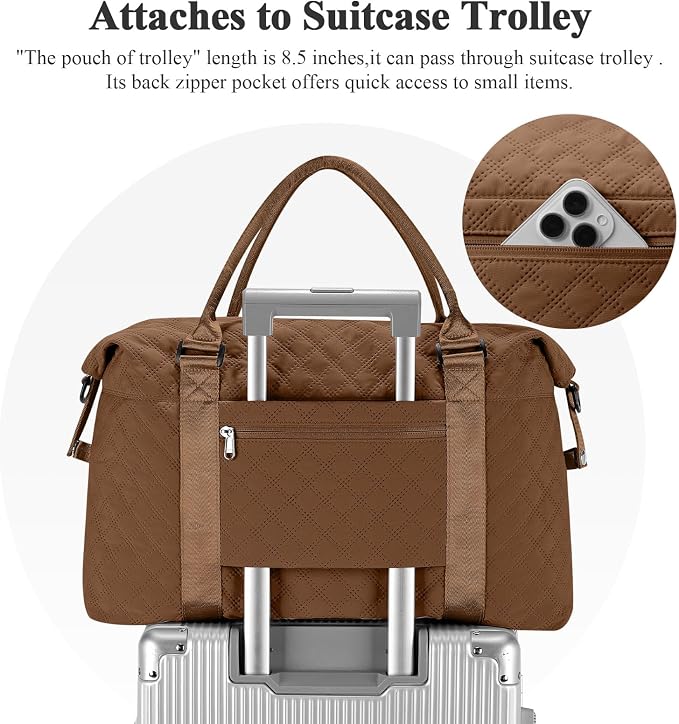 Travel Duffel Bag, Carry On Overnight Weekender Bags for Women | Travel Bag with Wet Pocket & Trolley Sleeve, For Spirit Airlines 18x14x8 Personal Item Bag