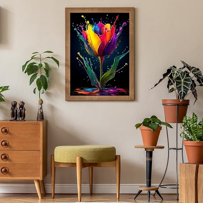 Puzzles for Adults 500 Pieces, Colorful Flower Jigsaw Puzzles - Splash of Colors, Impossible Colorful Wall Art Puzzle for Seniors Families, 20.47x14.96 Inches, 1:1 Poster, Letter On The Back