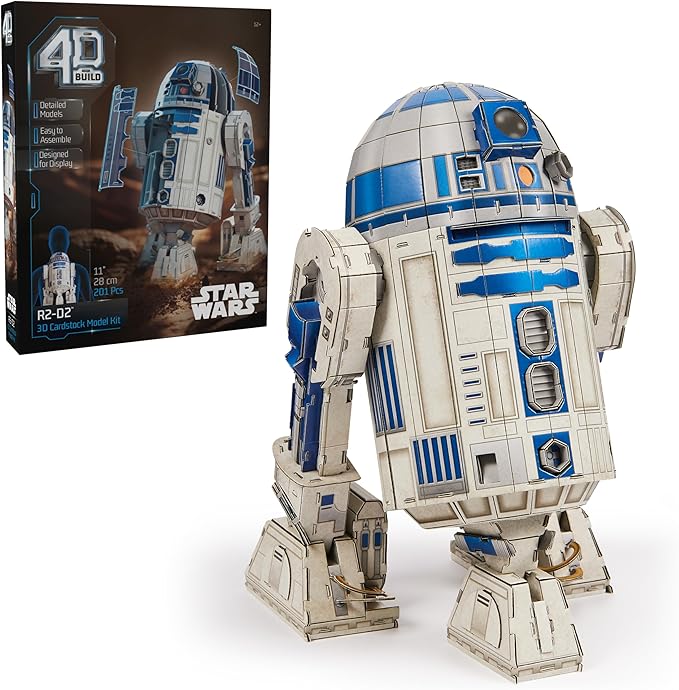 4D Build Star Wars R2-D2 Cardstock 3D Model Kit, Star Wars Gifts, Toys Desk Décor for Fans & Collectors, Adults & Teens 12+