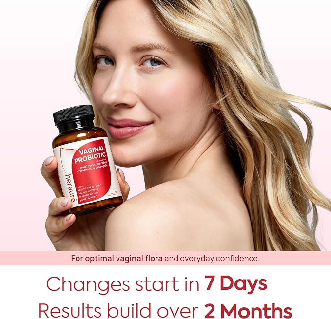 HerAure Vaginal Probiotics for Women - pH Balance, Healthy Vaginal Odor, Vaginal Flora, Yeast Balance, Women Probiotics and Prebiotics, Immune Support - Prebiotics & Lactobacillus Probiotic,2pcs x60CT