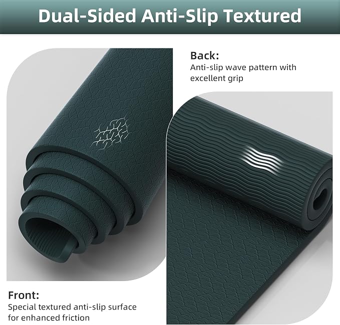 HAHE Extra Wide Yoga Mat, 75"x 32" POE Non Slip Exercise & Fitness Mat for Home Workout, 8mm Thick Large Yoga Mat for Men & Women, Deer Print Pilates Mats with Carry Strap
