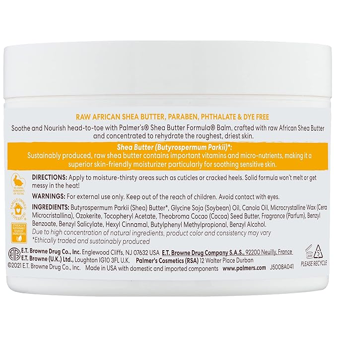Palmer's Shea Butter Formula Raw African Shea Butter Balm, Nourishing Body Moisturizer for Rough, Dry Skin, 7.25 Ounces