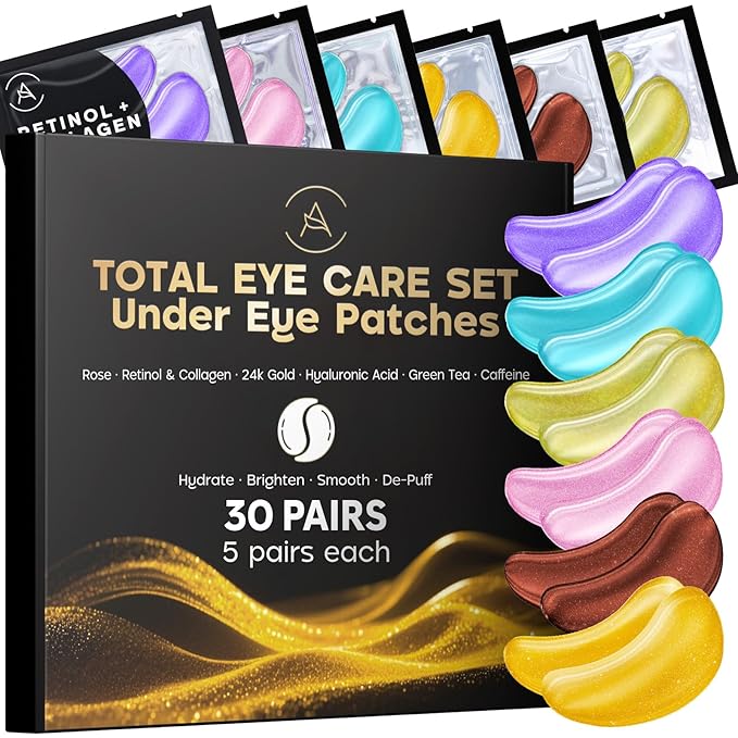 AURAE Variety Under Eye Patches (30 Pairs) - For Dark Circles & Puffiness - Eye Mask for Care