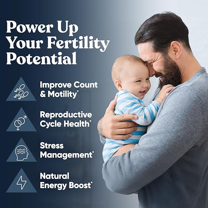 Eu Natural Conception for Him - Male Fertility Supplements with Ashwagandha, Folate & Zinc - Sperm Count, Motility & Strength Support - Fertility Support for Men, 120 Vegetarian Capsules