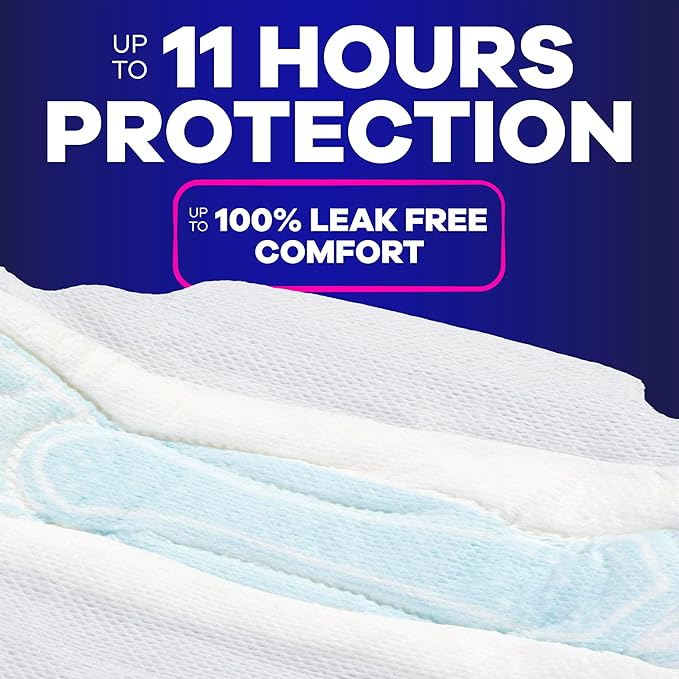 Always Maxi Overnight Pads with Wings for Women, Size 4, Overnight Absorbency, Unscented, 33 Count