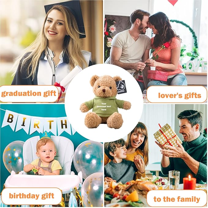 Personalized Teddy Bear with Text+Photo, Valentines Bear Stuffed Animal Plush Toys as Personalized Gifts for Women Men on Valentines' Day Birthday Anniversary Christmas Day（16 inch-Text+Photo