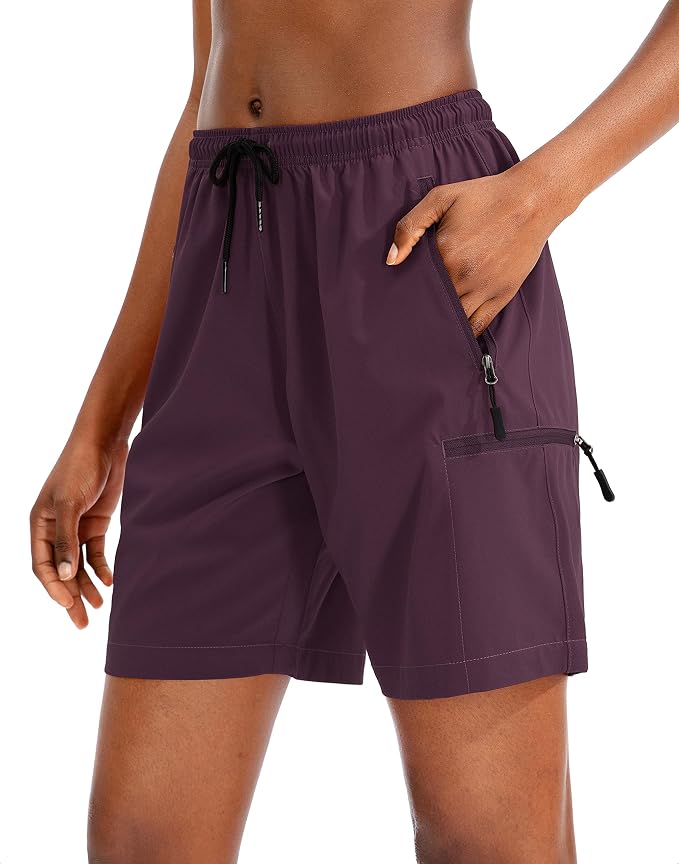 SANTINY Women's 5''/ 7''/9'' Hiking Cargo Shorts Quick Dry Lightweight Summer Shorts for Women Athletic Golf Zipper Pockets