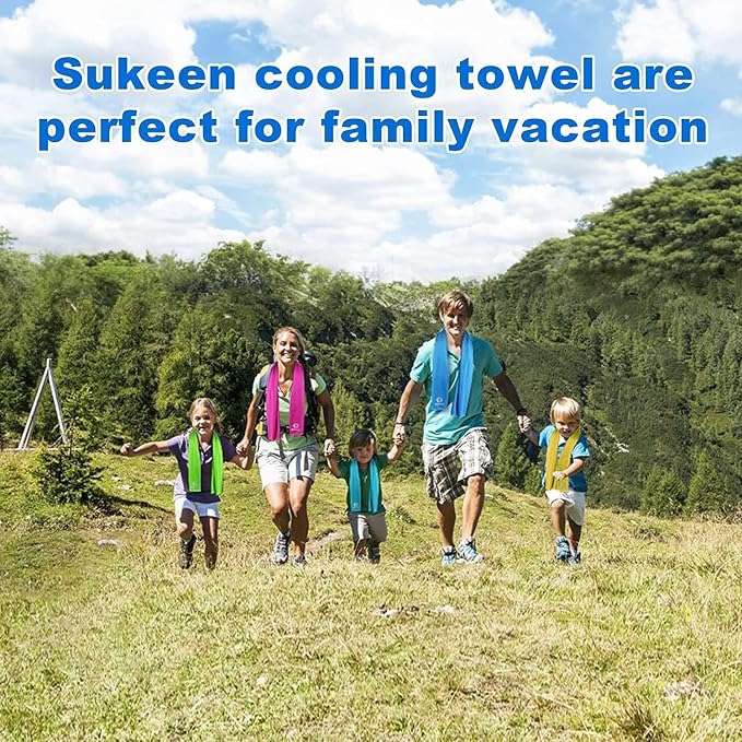Sukeen 12 Pack Cooling Towels (40"x12") for Neck and Face, Soft Breathable Cooling Neck Wraps, Ice Towel for Hot Weather, Sweat Towel for Yoga, Sports, Golf, Gym, Camping, Running, Fitness, Workout