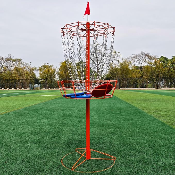 Disc Golf Basket - Portable Disc Golf Target with Heavy Duty 24-Chains Come with 6pcs Disc Golf Discs and Carry Bag, Ground Stake -Suitable for Players of All Levels - Multi Color Available