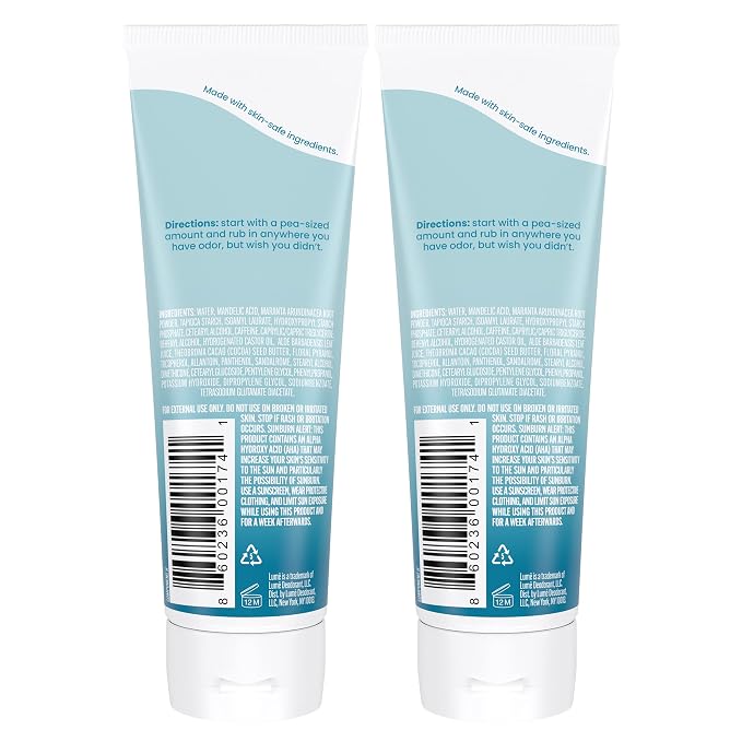 Lume Whole Body Deodorant - Invisible Cream Tube - 72 Hour Odor Control - Aluminum Free, Baking Soda Free, Skin Safe - 3.0 ounce (Pack of 2) (Unscented)