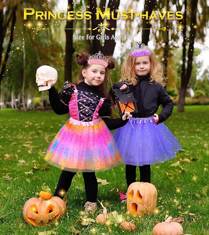 Kids Princess Dress Up Clothes for Little Girls, Pretend Play & Dress Up Costume Set for 3-6 Toddler Little Girls