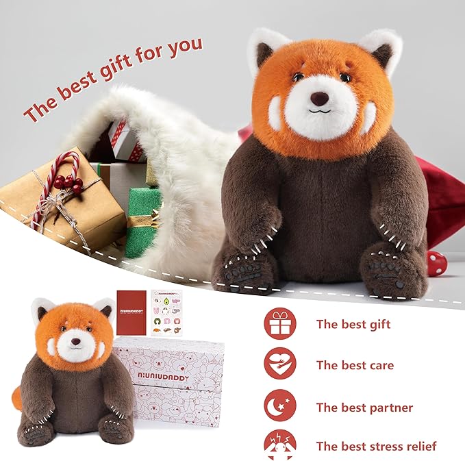 Niuniu Daddy 14" | 3.5 Pound Red Panda Weighted Stuffed Animal, Red Panda Pillowfort Plush Lap Animal Toys for Kids Adults Baby, Plushy Body Pillow for Sleep Hugging Present Birthday Christmas Holiday