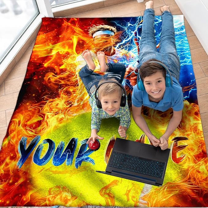 Blanket for Boys Personalized Tennis Throw Blankets Gift for Kids Teens, 40”x50” Soft Warm All Season Custom Sport Throw for Sofa Couch Bed Home Decor