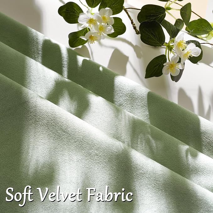 GIGIZAZA Sage Green Velvet Throw Pillow Covers 18x18 Pack of 2 | Decorative Pillows for Couch Sofa,280gsm Soft Textured Fabric,Modern Square Pillowcases,Luxury Cushion Covers
