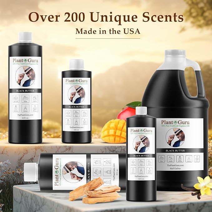 Black Butter Fragrance Oil 8 fl. oz. Scented Oil for DIY Soap Making, Candles, Bath Bombs, Body Butters. Used in Aromatherapy Diffusers, Burners and Warmers. Great Addition to Lotions and Creams.