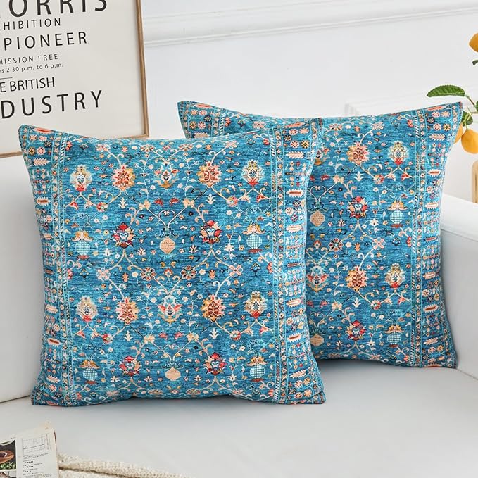 Boho Throw Pillow Covers 26x26 inch Set of 2,Boho Vintage Carpet Pattern Antique Ethnic Decor Double Sided Pattern Cushion Cover Soft Pillow Case Living Sofa Room Bed Square Pillow Cover