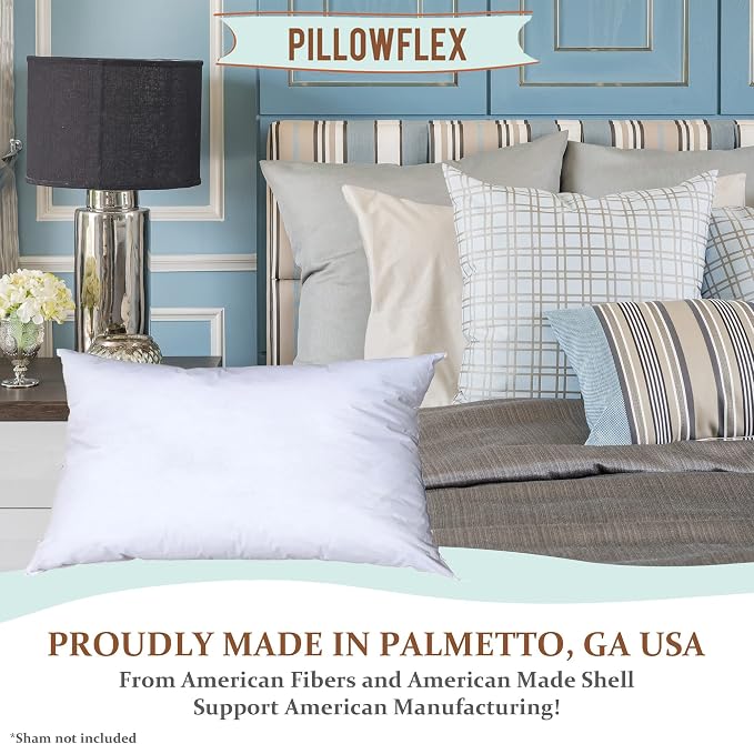 Pillowflex Synthetic Down Pillow Insert 21x31 in - Karate Chop Pillow | Oversized Queen Sham Form, Plush Polyester Cotton Blend, Cloud-Like Comfort, Clump-Resistant Fill, Smooth Elegant Finish
