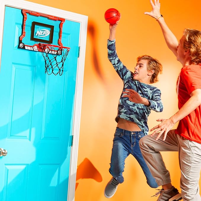 NERF Basketball Hoop Set - Pro Hoop Mini Hoop Set with Mini NERF Basketball - Steel Rim Great for Dunking