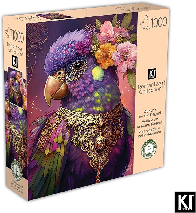 1000 RomantzArt Piece Jigsaw Puzzle for Adults – Queen's Aviary: Regent – Challenging, Hard and Vibrant Gradient Color Puzzle, Gift for Puzzle Lovers, Brain Teaser Home Décor