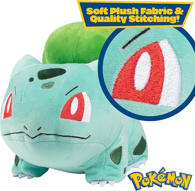 Pokemon 8" Pikachu & Bulbasaur Plush 2-Pack - Generation 1 Starter - Officially Licensed - Authentic Soft Stuffed Animal Toy Figures - Gift for Kids, Boys, Girls - 2+