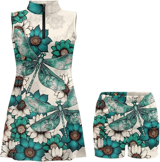 Golf Dress Tennis Dresses for Women with Built in Shorts and Pockets Sleeveless Athletic Dress Workout Dress