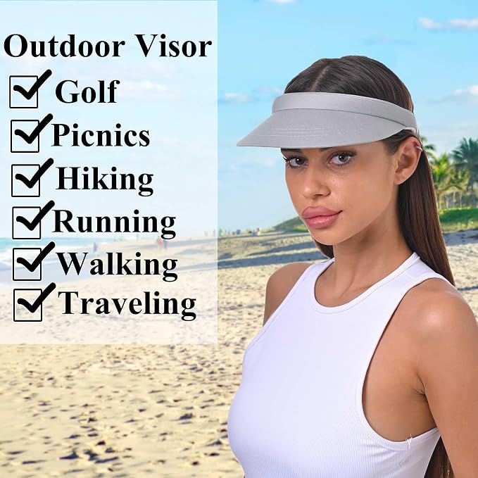 3 Pack Sports Sun Visor Hat Women Men Adjustable Clip On Visors Outdoor Golf Beach Cap