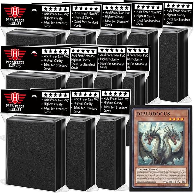 1200 Pcs Black Card Sleeves for Trading Cards, Soft Clear Card Protective Sleeves Deck Card Protectors Fit for Baseball Cards, Sports Cards, MTG, Game Card Standard Cards
