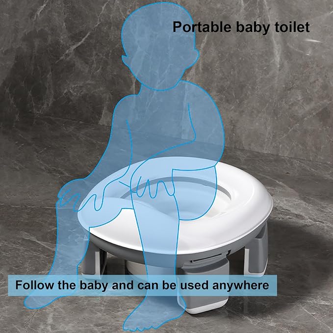 Children's Toilet Collapsible Outdoor Travel Potty Baby's Pee Pail Portable Toilet (Gray)