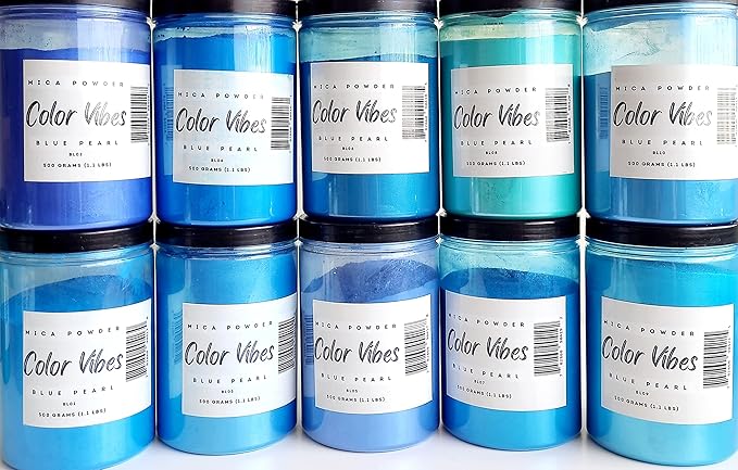Pearl Mica Powder Pigment Dye - 500 Grams (1.1 lbs) - Best Bulk Price for Fine Arts, Crafting, Painting, Bath Bomb Soap Candle Slime Jewelry Making, Epoxy Resin, Woodworking (Blue BL22)