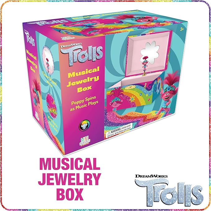 Trolls Jewelry Box for Girls - Musical Jewelry Box with Spinning Figurine, Trolls Toys for Kids Ages 3-5 - Plays Trolls Theme Song - 6 x 4.7 x 3.5 in