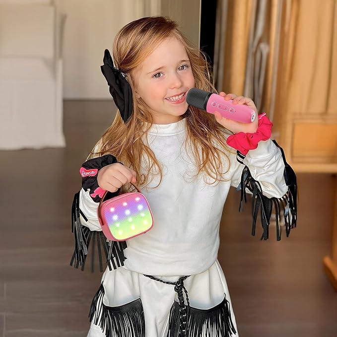Karaoke Machine for Kids, Portable Mini Speaker with 2 Wireless Microphones, 2026 Top Toys Birthday Gifts for Girls 3, 4, 5, 6, 7, 8, 9, 10, 12+ Years Old Toddler Party Grandkids Present (Rose)