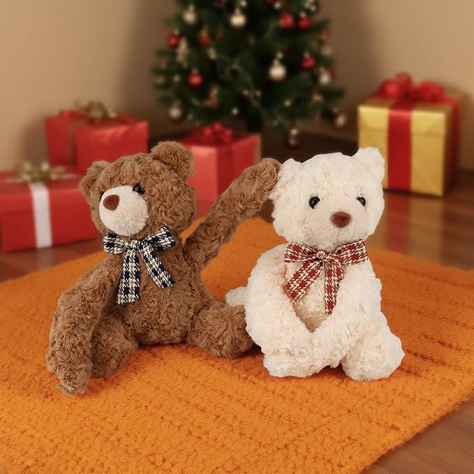 Hugging Teddy Bears, Two Hugging Teddy Bears Stuffed Animals for Couple Girlfriend Girls Kids with Paw Hook and Loop, Soft Plush Toys Companion Gifts for Valentines Birthday Christmas Room Home Decor