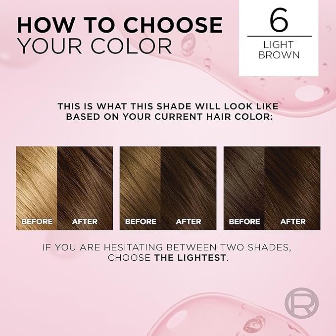 L'Oreal Paris Excellence Crème Permanent Hair Dye, Triple Care Hair Color with Hyaluronic Acid for 100% Gray Coverage, 6 Light Brown, 1 Kit (Pack of 2) (Packaging May Vary)