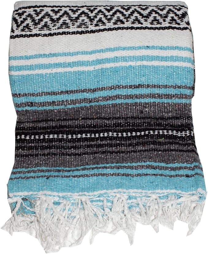 Canyon Creek Authentic Mexican Yoga Falsa Blanket (Turquoise)