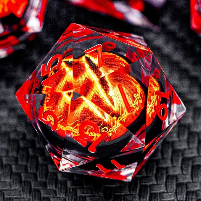 ARUOHHA DND Resin Dice Gazes Eye Dice Liquid Core Red RPG Sharp Edged Dice Set with Gift Box, Polyhedral D and D Dice Set Compatible with Dungeons Dragons Role Playing Game D20 D12 D10 D8 D6 D4