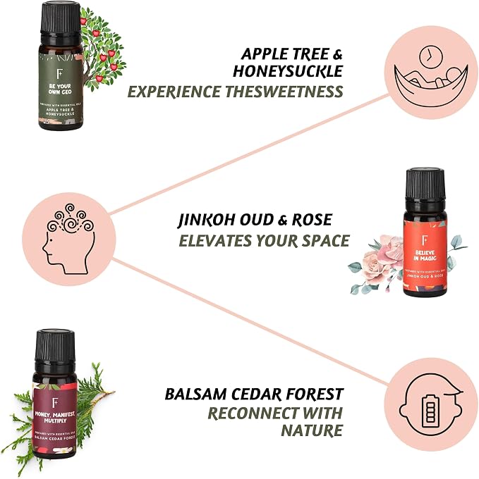 Folkulture Floral Essential Oils Set | 6 Fragrance Oils Set for Diffusers | Rose, Jasmine & Patchouli | You’re So Loved Aromatherapy Gift Set for Her | Relaxing Home Scents