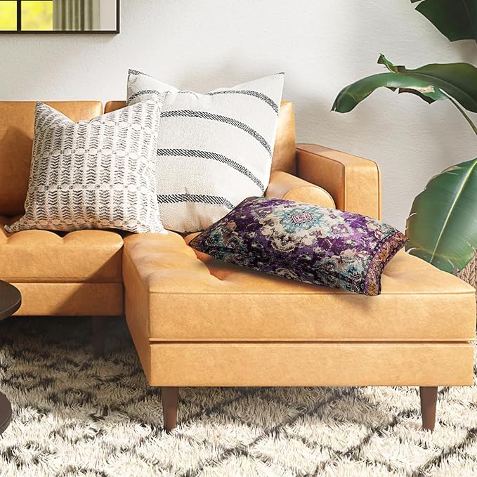 Snycler Boho Throw Pillow Covers 12x20 inch Set of 2 Boho Rug Carpet Double Sided Pattern Cotton Soft Pillow Case Cushion Cover Pillowcase for Couch Sofa Bed Decorative (Purple)