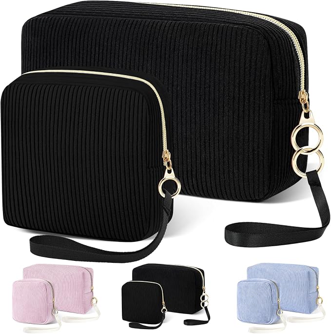 Likesing Tampon Holder for Purse, Corduroy Period Bag Sanitary Napkin Storage Bag for Girls Womens, Portable Feminine Emergency Pad Period Pouch(Black)