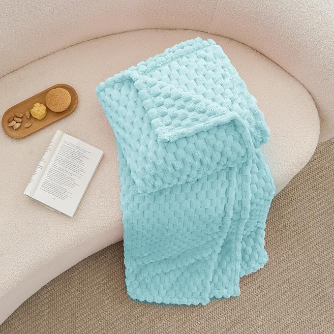 BEDELITE Cloud Blue Twin Blanket for Couch, Soft Cozy Gift for Women, 60*80 | 3D Jacquard Decorative Fleece Blanket, Super Soft Plush Throws, Cute Birthday Gift for Women & Men, Suitable for All Seasons