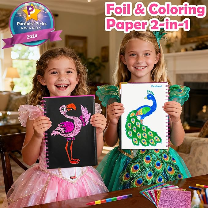 FUNNYB&G Foil Art Crafts for Kids Ages 4-8: Valentines Crafts for Kids 2026,Birthday Gift for Girls,Art and Crafts Supplies,Party Favors,Creative Toys for Girls Boys 4 5 6 7 8 9 Years Old(Birds)