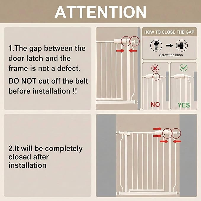 Extra Wide Baby Gate 85.8-104.5 Inch, Pressure Mounted No Drilling, for Stairs & Doorways, Metal White Indoor Safety Gate for Kids and Dogs
