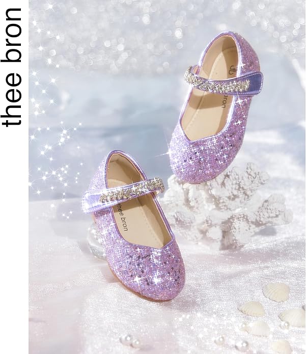 THEE BRON Mary Jane Ballet Flats - Girls' Dress Shoes with Hook & Loop Closure