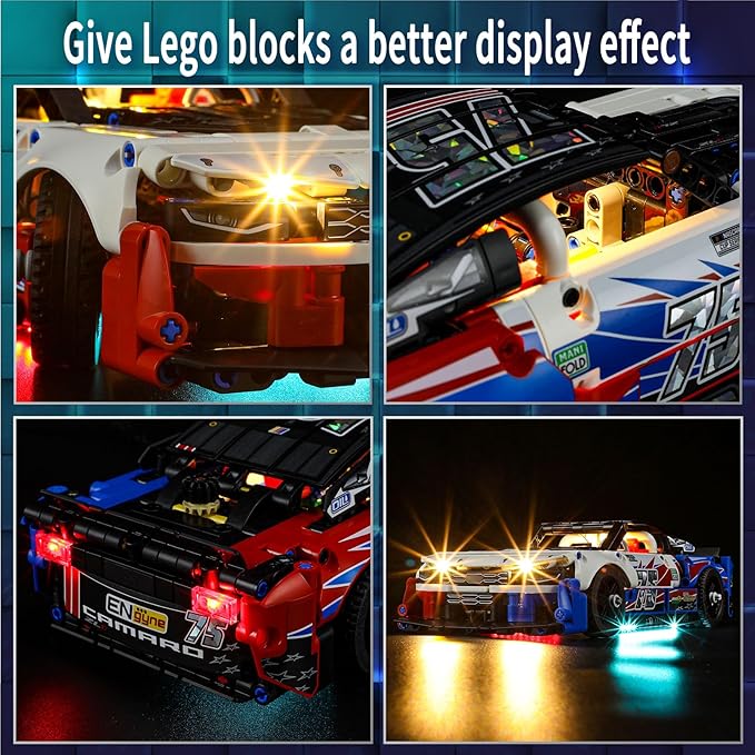 Vaodest LED Light for Lego 42153 Technic NASCAR Next Gen Chevrolet Camaro ZL1 Set,Design and Configuration Compatible with Lego 42153 Model(LED Light Only, Not Building Block Kit)