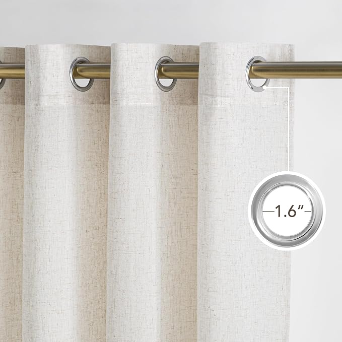 NICETOWN Linen Curtains 84 inches Long, Grommet Thick Flax Linen Privacy Assured with Light Filtering Window Treatments for Bedroom/Living Room, Vannila, W55 x L84, 2 Panels