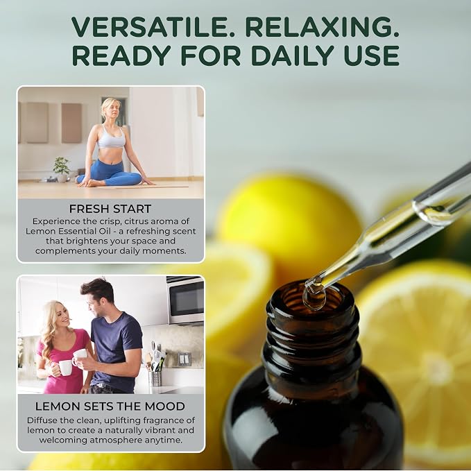 Lemon Essential Oil – 100% Pure and Natural Lemon Essential Oil for Diffuser, Fragrance, Hair and Skin Care, DIY Beauty, Soap and Candle Crafting – with Dropper, 4 oz